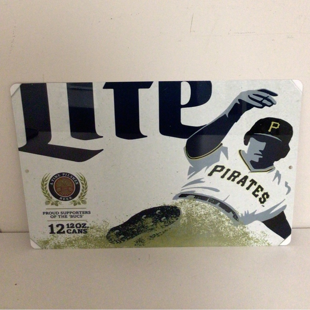 Pittsburg Pirates Miller Lite Beer metal display sign